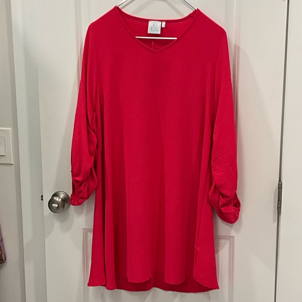 Elegant Red Women's Tunic Top